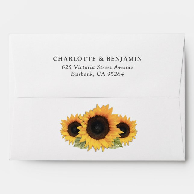 Rustic Sunflower Wedding Return Address Envelope (Back (Top Flap))
