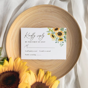 Rustic Sunflower Wedding RSVP Card
