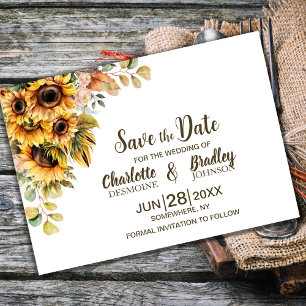 Rustic Sunflower Wedding Save The Date