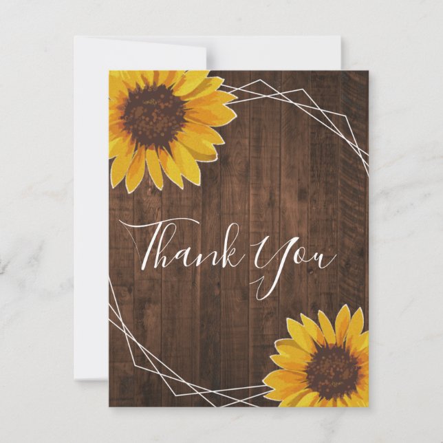 Rustic Sunflower Wedding Thank You Card (Front)