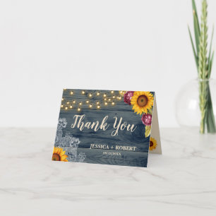 Rustic Sunflower Wedding Thank You Card