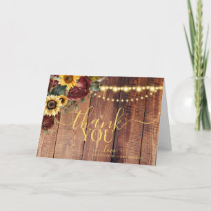 Rustic Sunflower Wedding Thank You Card