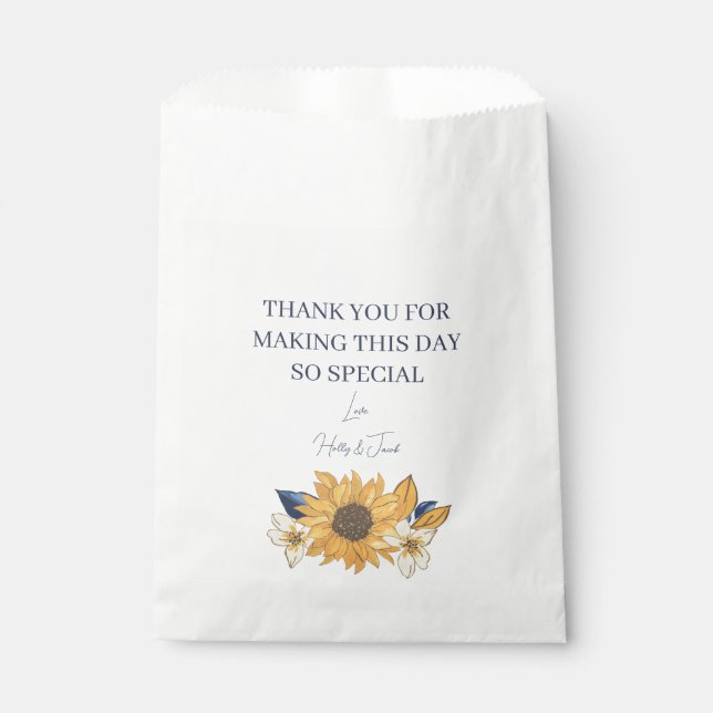 Rustic Sunflower Wedding Thank You Favour Bags (Front)