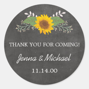 Rustic Sunflower Wedding thank you favour sticker