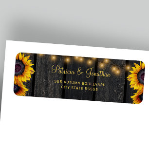 Rustic sunflower wedding wood return address