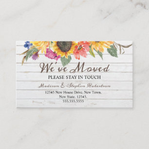 Rustic Sunflower  We've Moved   Change of Address Enclosure Card