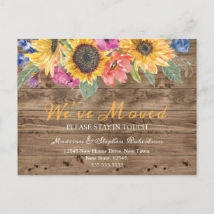 Rustic Sunflower  We've Moved   Change of Address Postcard