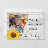 Rustic Sunflower White Wood Photo Wedding
