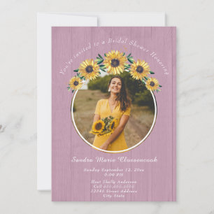 Rustic Sunflower White Wood Wedding Bridal Shower Invitation
