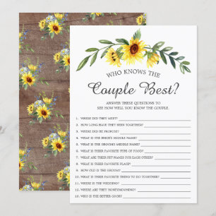 Rustic Sunflower Who Knows the Couple Best Game Invitation