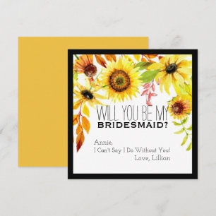Rustic Sunflower Will You Be My Bridesmaid Fall Invitation