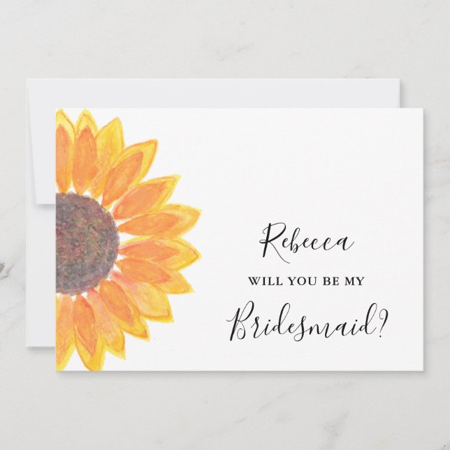 Rustic Sunflower Will You Be My Bridesmaid Invitation (Front)