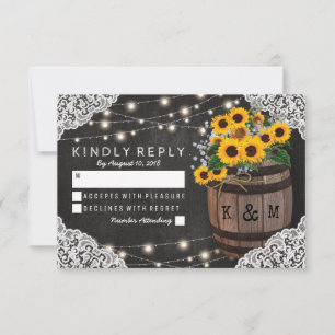 Rustic Sunflower Winery Wedding Invitation RSVP