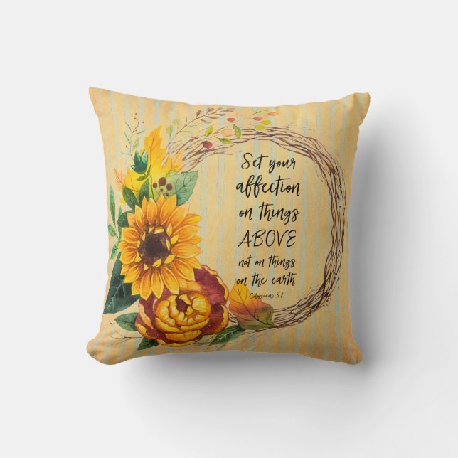 Rustic Sunflower with Bible Verse Cushion (Front)