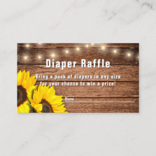 Rustic Sunflower Wood Baby Shower Diaper Raffle Enclosure Card