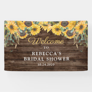 Rustic Sunflower Wood Bridal Shower Banner