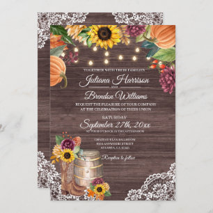Rustic Sunflower Wood Fall Wedding Invitation