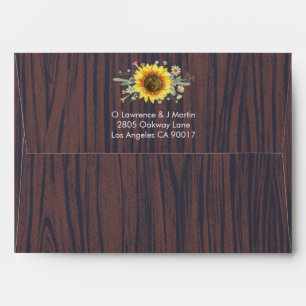 Rustic Sunflower Wood Jar Lights Wedding Envelope