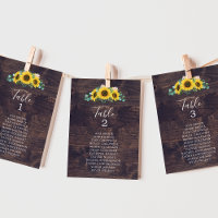 Rustic Sunflower | Wood Table Number Seating Chart