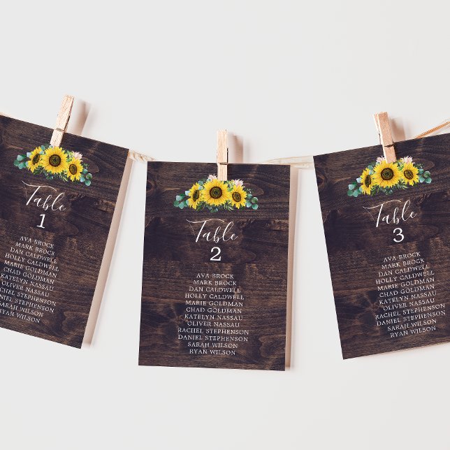Rustic Sunflower | Wood Table Number Seating Chart (Creator Uploaded)
