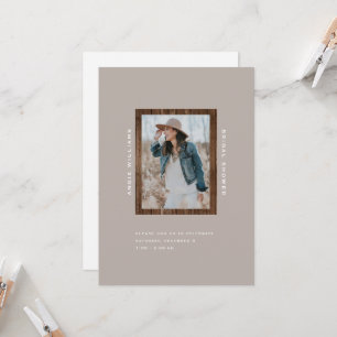 Rustic Sunflower Wood TaupeII Bridal Shower Invitation