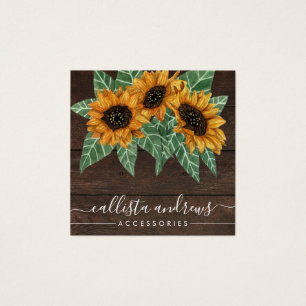 Rustic Sunflower Wood Watercolor Earring Display