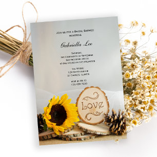 Rustic Sunflower Woodland Bridal Shower Invitation