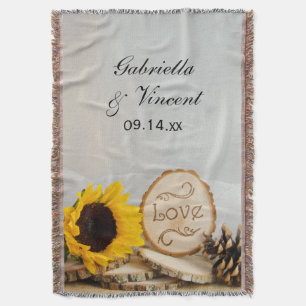 Rustic Sunflower Woodland Wedding Keepsake Throw Blanket
