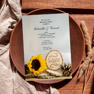 Rustic Sunflower Woodland Wedding Rehearsal Dinner Invitation