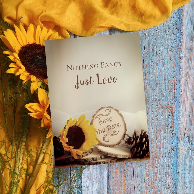Rustic Sunflower Woodland Wedding Save the Date Announcement Postcard (Creator Uploaded)