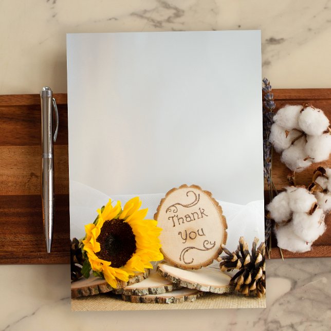 Rustic Sunflower Woodland Wedding Thank You Note Invitation (Creator Uploaded)