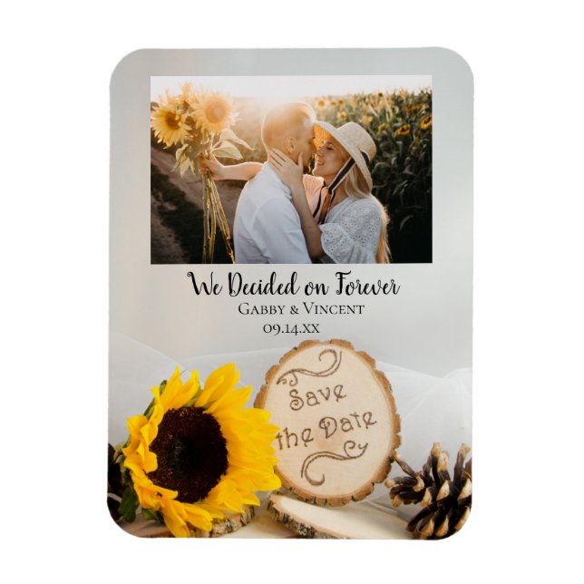 Rustic Sunflower Woods Wedding Save the Date Magnet (Vertical)