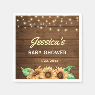 Rustic Sunflower Yellow Gender Neutral Baby Shower Napkin