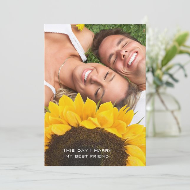 Rustic Sunflower Your Photo Wedding Invitation (Standing Front)