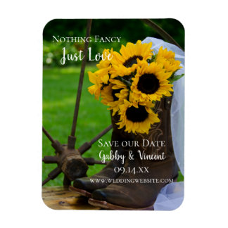 Rustic Sunflowers and Boots Wedding Save the Date Magnet
