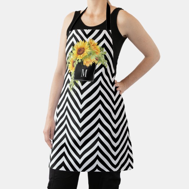 Rustic Sunflowers and Chevrons Pattern Apron (Insitu)