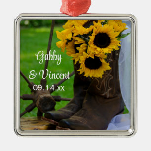 Rustic Sunflowers and Cowboy Boots Country Wedding Metal Tree Decoration
