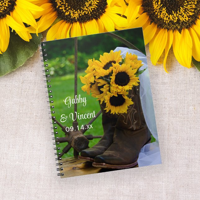 Rustic Sunflowers and Cowboy Boots Country Wedding Notebook (Creator Uploaded)