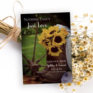 Rustic Sunflowers and Cowboy Boots Western Wedding Save The Date