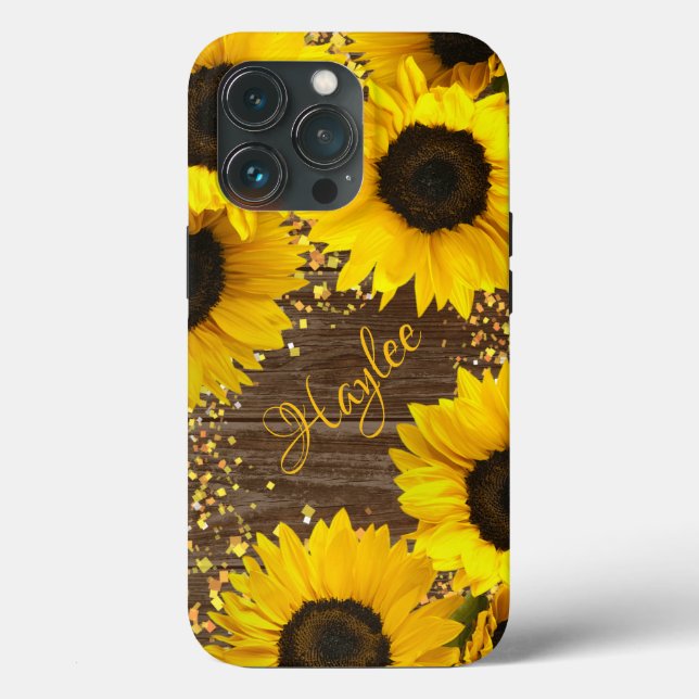Rustic Sunflowers and Name Case-Mate iPhone Case (Back)