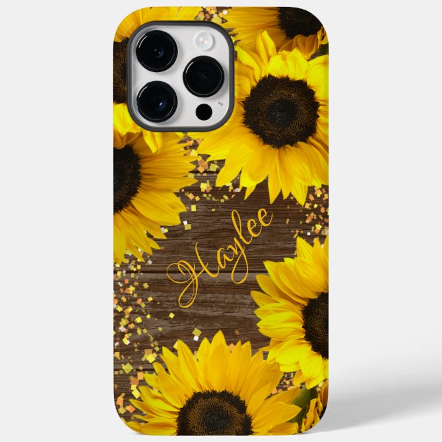 Rustic Sunflowers and Name Case-Mate iPhone Case (Back)