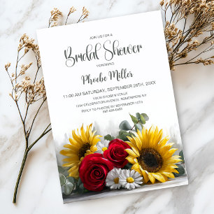 Rustic Sunflowers and Roses Bridal Shower Invitation
