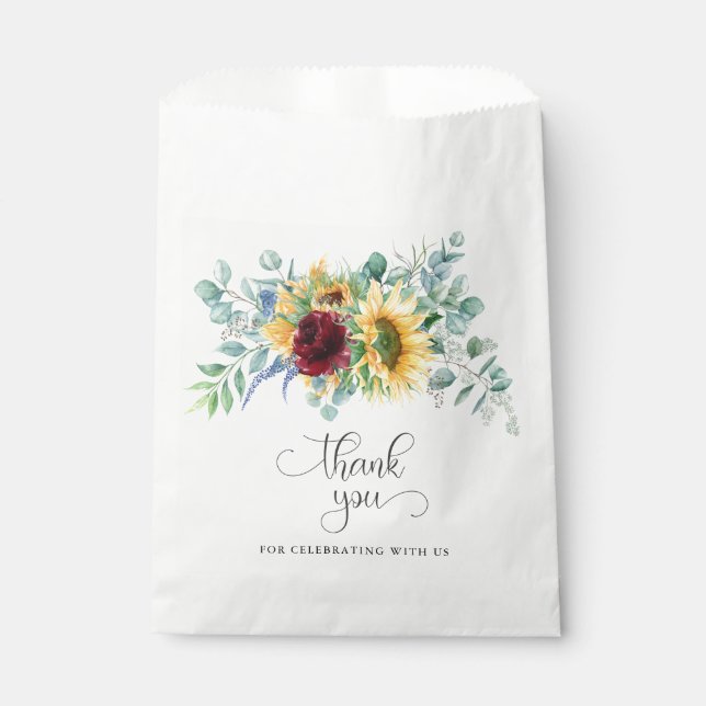 Rustic Sunflowers and Roses Floral Favour Bags (Front)