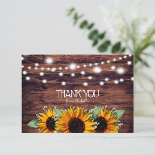 Rustic Sunflowers and Twinkle Lights Thank You