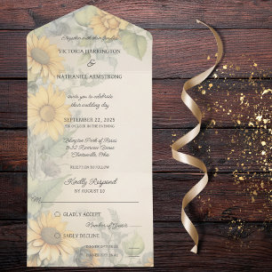 Rustic Sunflowers and Vines  All In One Invitation