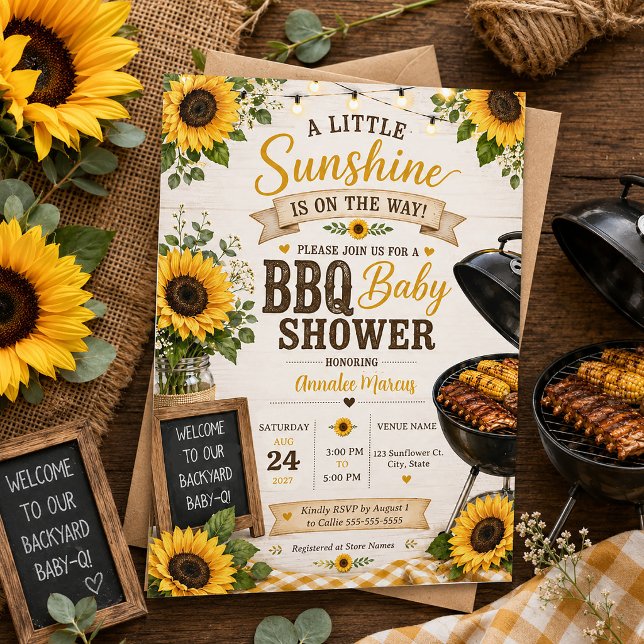 Rustic Sunflowers Baby Shower BBQ  Invitation (Creator Uploaded)