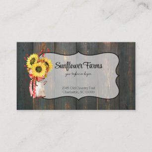 Rustic Sunflowers Barn Wood  Business Card