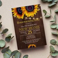 Rustic sunflowers barn wood housewarming bbq