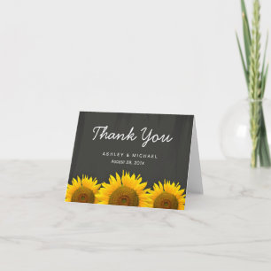 Rustic Sunflowers Black White Chalkboard Thank You