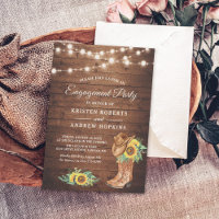 Rustic Sunflowers Boots Lights Engagement Party